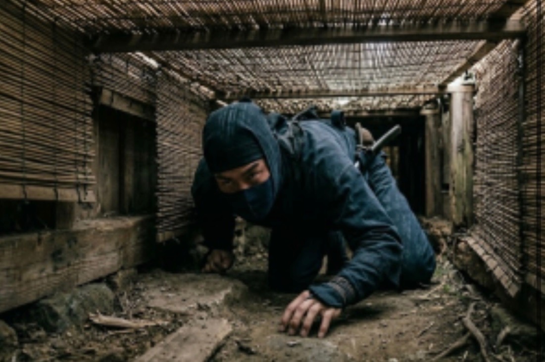 穴蜘蛛・地蜘蛛に挑戦する忍者