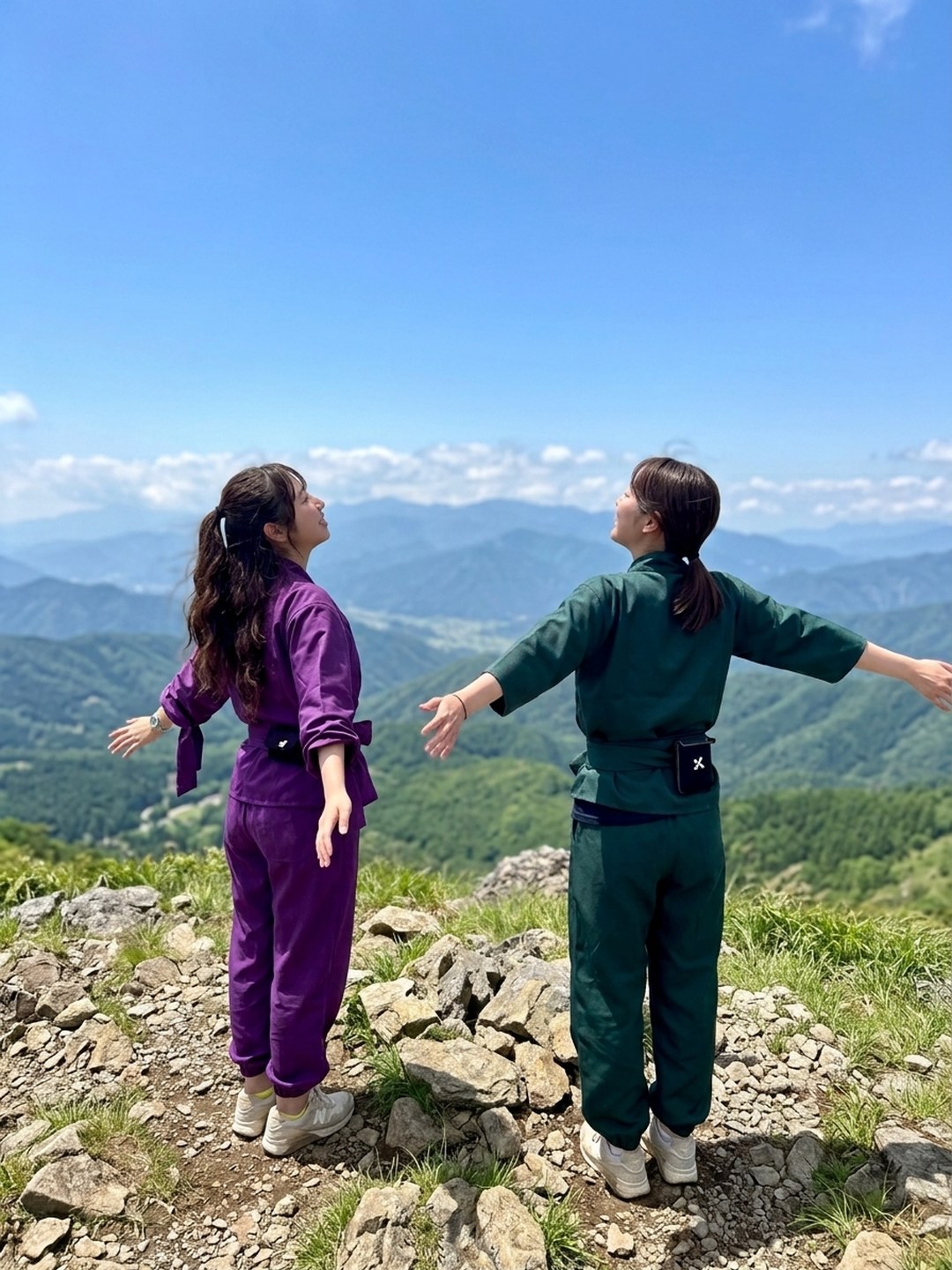 山頂から茨城県北の山並みを望む忍者ウェルネスハイク